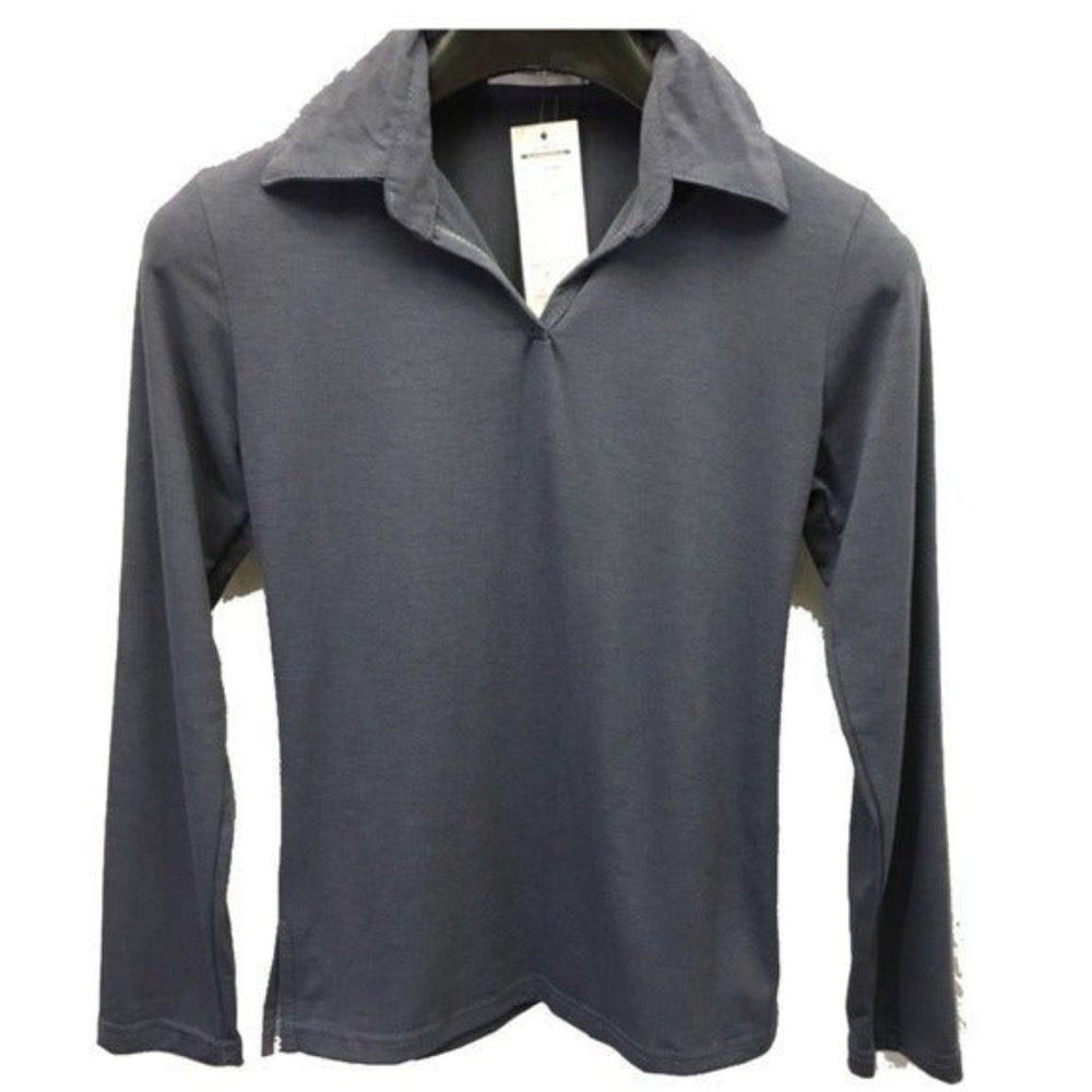 Kids Long Sleeve Polo Shirt Collared Neck Casual KUBA Fashion New Gray V-Neck - Picture 2 of 6